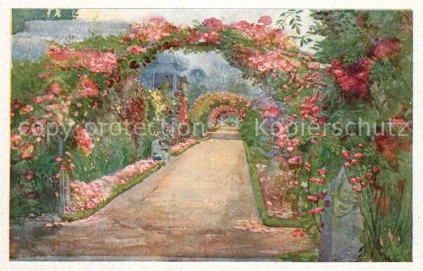 Karlsruhe Baden Stadtgarten Aquarell Wilhelm Volz