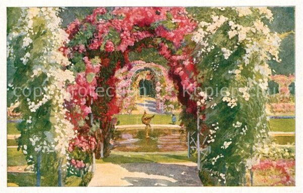 Karlsruhe Baden Stadtgarten Aquarell Wilhelm Volz