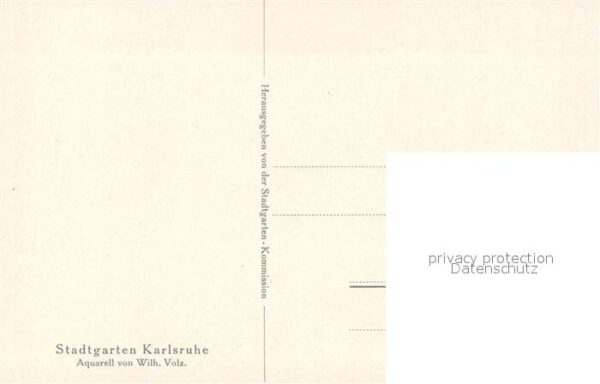 Karlsruhe Baden Stadtgarten Aquarell Wilhelm Volz – Bild 2