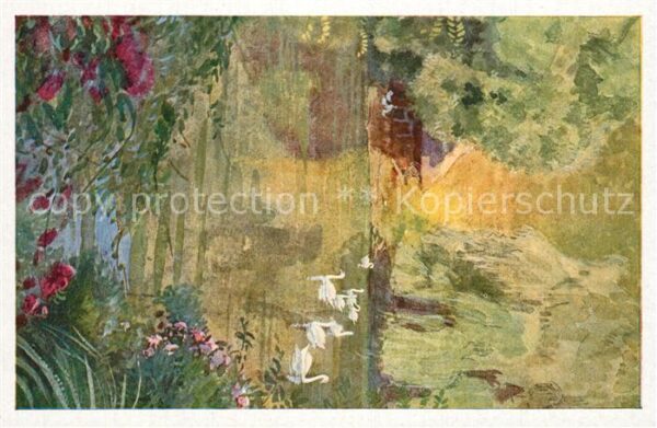 Karlsruhe Baden Stadtgarten Aquarell Wilhelm Volz