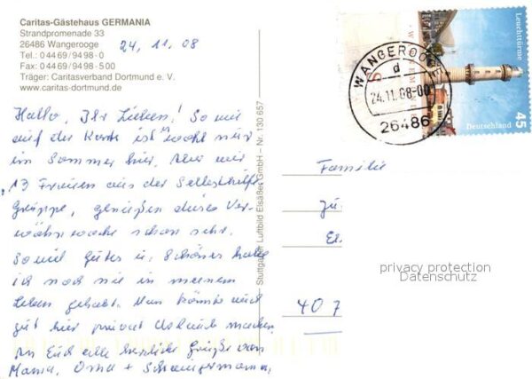 Wangerooge Nordseebad Fliegeraufnahme Caritas Gaestehaus Germania – Bild 2