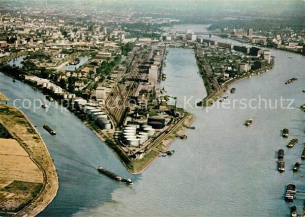 Mannheim Fliegeraufnahme Muendung Neckar Rhein