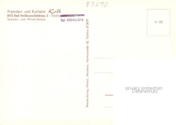 Schoenau Bad Heilbrunn Fremden Kurheim Kolb – Bild 2