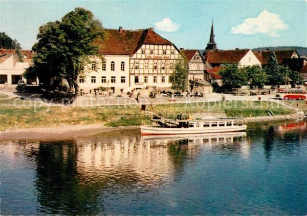 Bodenwerder Schiffsanleger Weserbruecke Fachwerk