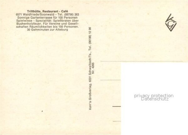 Waldfriede Bad Sobernheim Fliegeraufnahme Trifthuette Restaurant Cafe – Bild 2