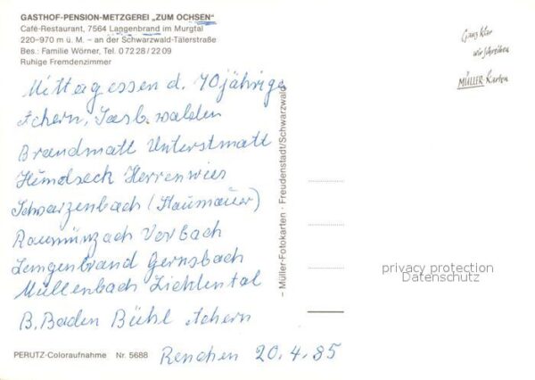 Langenbrand Forbach Gasthof Pension Metzgerei Zum Ochsen – Bild 2
