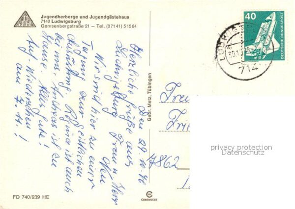 Ludwigsburg Wuerttemberg Jugendherberge Aufenthaltsraum Speisesaal – Bild 2