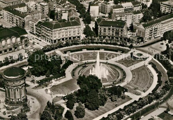 Mannheim Wasserturm mit Anlagen Fliegeraufnahme
