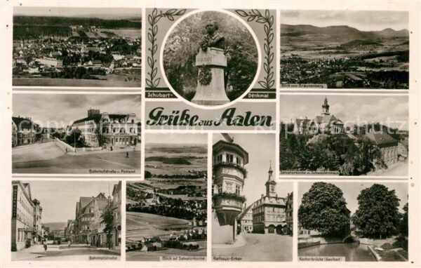 Aalen Schubart Denkmal Bahnhofstr Postamt Salvatorkirche Rathaus Erker Kocherbru