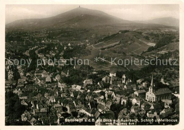 Auerbach Bergstrasse Fliegeraufnahme mit Schloss und Melibocus