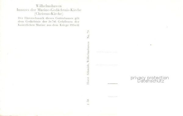 Wilhelmshaven Inneres der Marine Gedaechtnis Kirche Christuskirche Ehrenschmuck – Bild 2