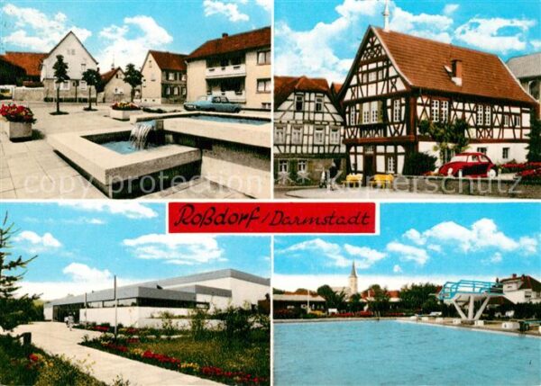Rossdorf Darmstadt Brunnen Fachwerk Freibad Breitweser und Sohn Tabakwaren