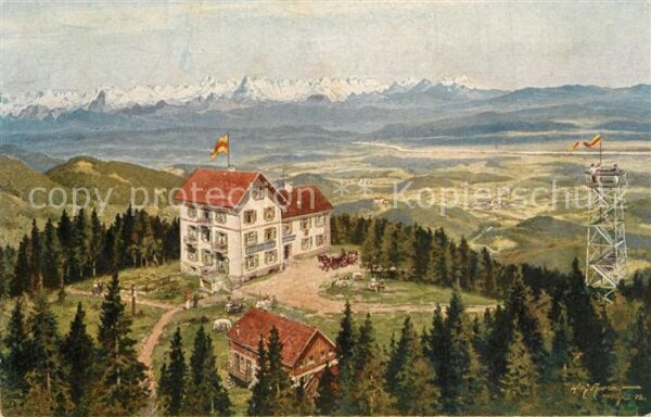 Badenweiler Alpenpanorama mit Hotel Hochblauen