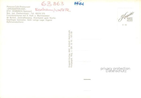 Hobbach Pension-Restaurant Spessarter-Hof Fliegeraufnahme – Bild 2
