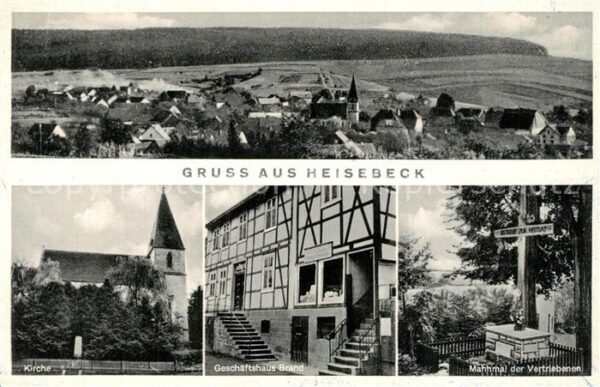 Heisebeck Kirche Geschaeftshaus Brand Mahnmal der Vertriebenen Panorama
