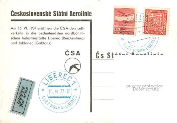 Liberec Ceskoslovenske Statni Aerolinie Eroeffung – Bild 2
