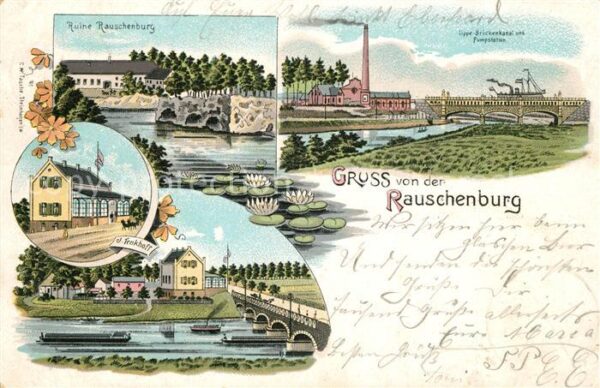 Rauschenburg Westfalen Ruine Rauschenburg Tenkhoff Brueckenkanal Pumpstation