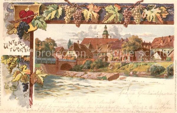 Untertuerkheim Stadtpanorama Kuenstlerkarte