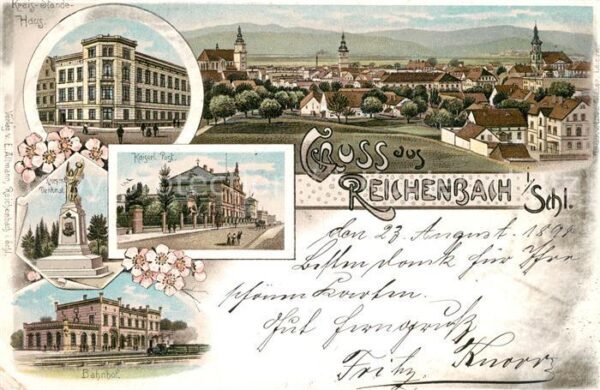 Reichenbach Schlesien Dzierzoniow Panorama Kreisstandehaus Kriegerdenkmal Kaiser