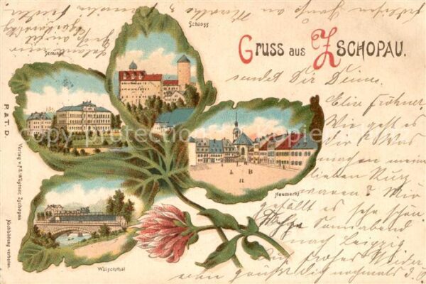 Zschopau Schloss Seminar Neumarkt Wilischthal Kleeblatt Litho