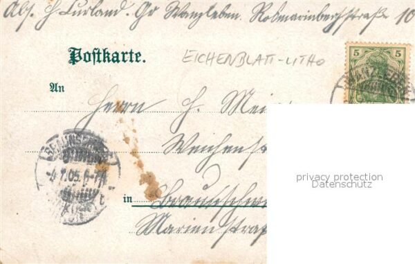 Wanzleben Denkmal Schulstrasse Marktplatz Rathaus Eichenblatt Litho – Bild 2
