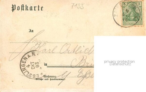 Zaisersweiher Motiv mit Kirche Gasthaus Post Strassenbild Litho – Bild 2