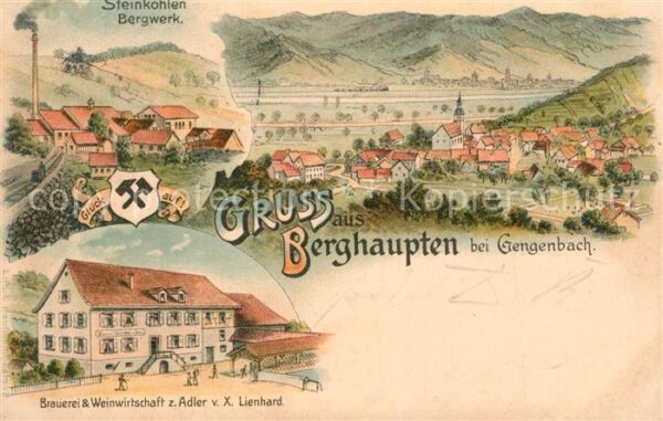 Berghaupten Totalansicht Steinkohlen Bergwerk Brauerei Weinwirtschaft