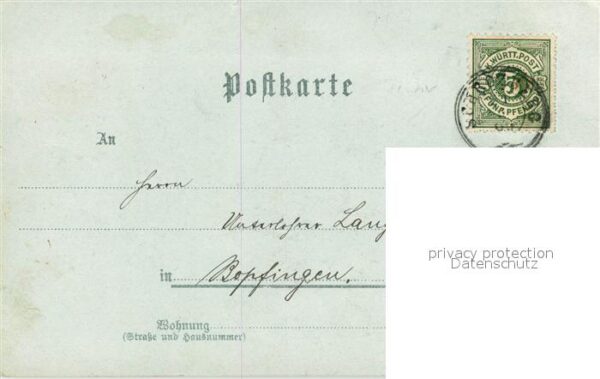 Schrozberg Totalansicht im Mondschein Kirche Marktplatz Schule Litho – Bild 2