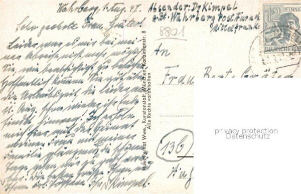 Aurach Mittelfranken Panorama Schloss Warberg Handlung Gasthaus Kuenstlerkarte – Bild 2