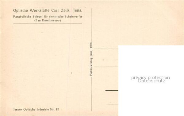 Jena Thueringen Zeisswerke Scheinwerferspiegel Jenaer Optische Industrie Nr. 12 – Bild 2