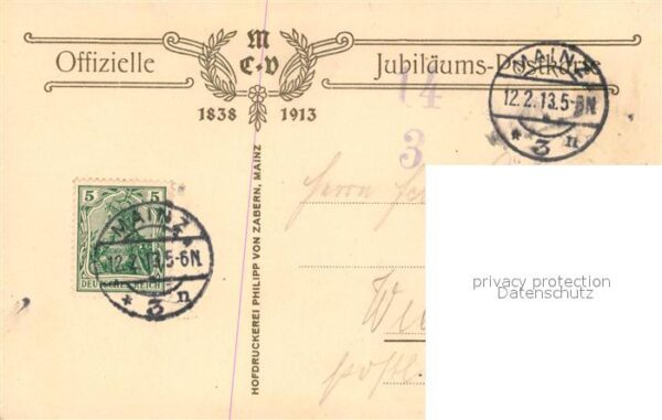 Mainz Rhein Offizielle Jubilaeumspostkarte Mainzer Karnevalverein 1838 - 1913 Ku – Bild 2