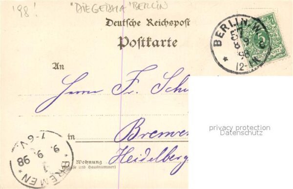 Berlin Die Geisha Deutsche Reichspost Litho – Bild 2
