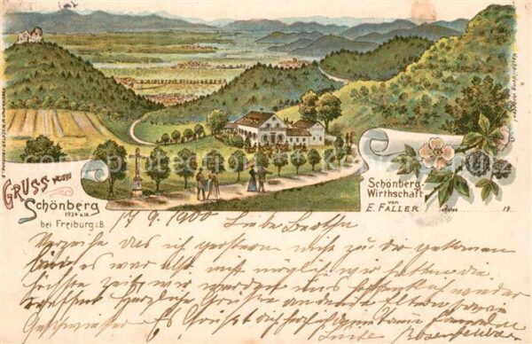Freiburg Breisgau Schoenberg Wirtschaft Panorama Litho