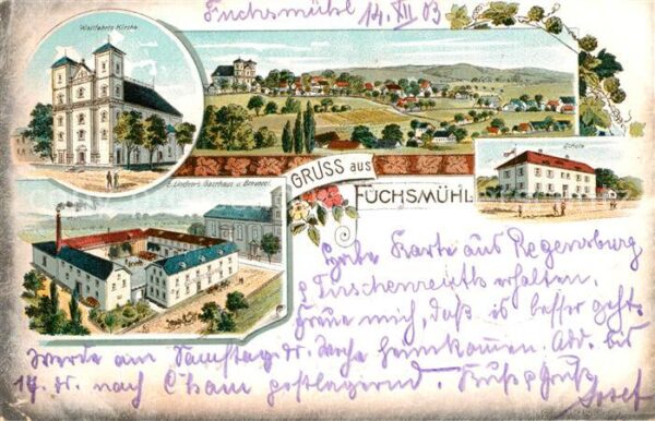 Fuchsmuehl Totalansicht Wallfahrtskirche Schule Gasthaus Brauerei Koenigreich Ba