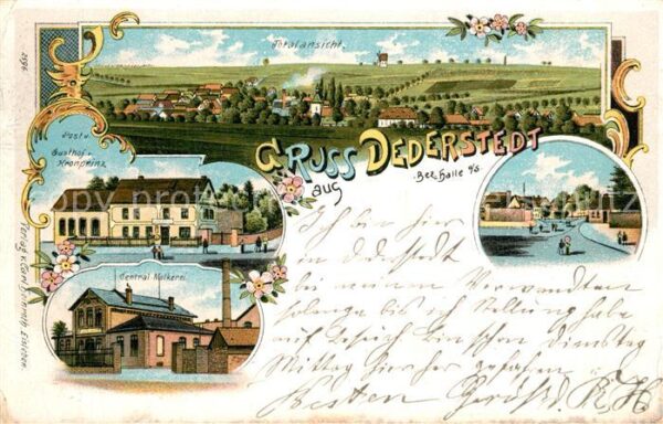 Dederstedt Totalansicht Post Gasthof Molkerei Litho