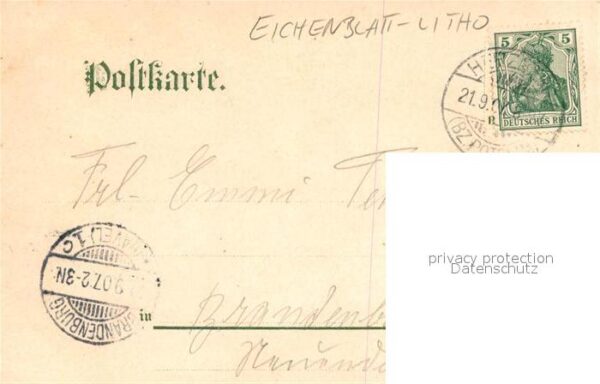 Herzberg Mark Bahnhof Gasthof Kirche Eichenblatt Litho – Bild 2