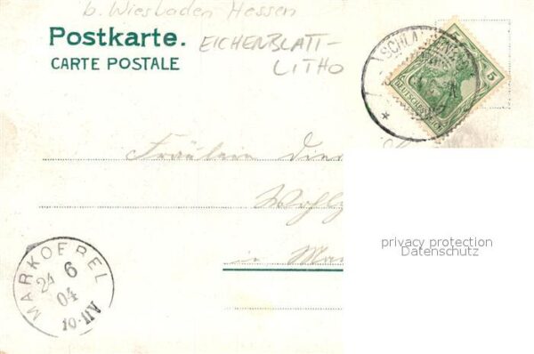 Schlangenbad Taunus Totalansicht Schweizerhaus Kirche Kurhaus Eichenblatt Litho – Bild 2