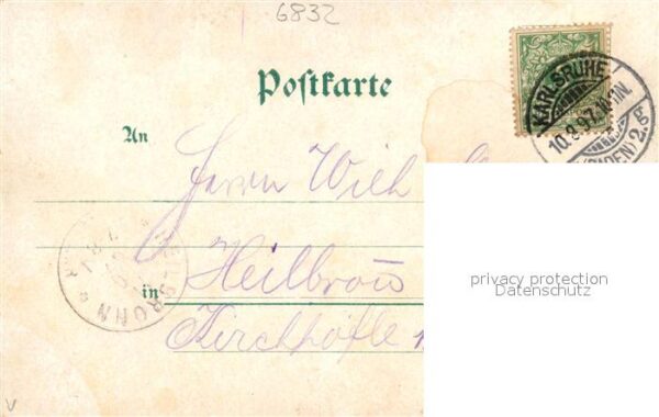 Hockenheim Bahnhofstrasse Kriegerdenkmal Rathaus Litho – Bild 2