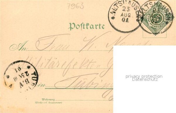 Altshausen Totalansicht Rathaus Kirche Post Buchdruckerei Bahnhof Schloss Litho – Bild 2