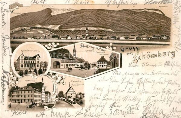Schoemberg Zollernalbkreis Panorama Schule Gasthaus Kirche Rathaus Palmbuehl Wal
