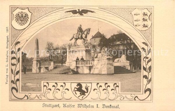 Stuttgart Kaiser Wilhelm I. Denkmal Reiterstandbild Wappen