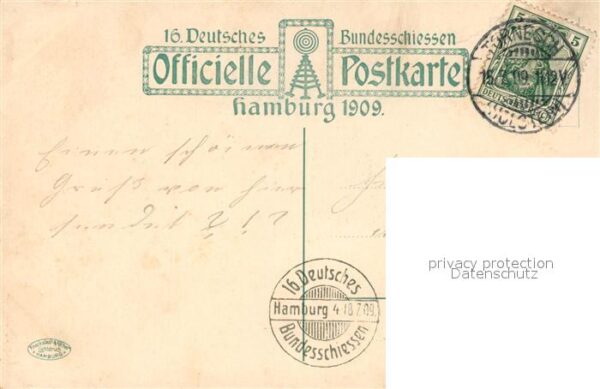 Hamburg Restaurant Rotenburg Deutsches Bundesschiessen 1909 – Bild 2
