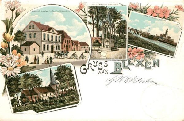 Blexen Michaels Gasthof Willehadus Brunnen Dampffaehre Union Kirche