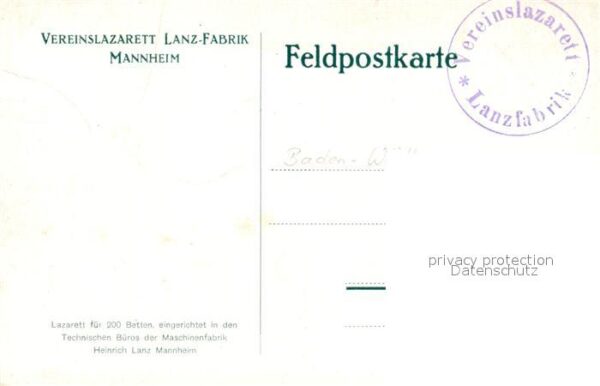 Mannheim Vereinslazarett Lanz Fabrik – Bild 2
