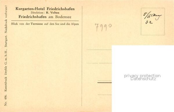 Friedrichshafen Bodensee Kurgarten Hotel Terrasse und See – Bild 2