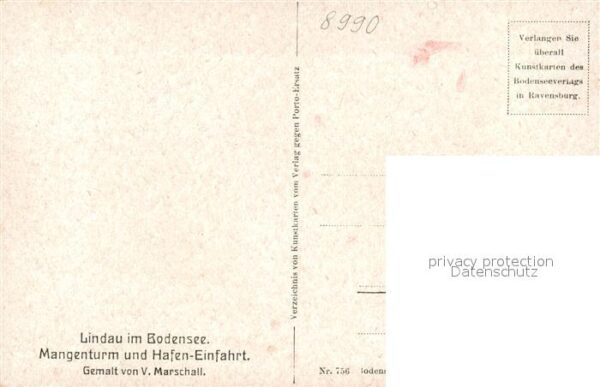 Lindau Bodensee Mangenturm und Hafeneinfahrt Gemaelde – Bild 2