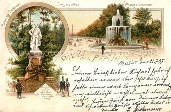 Berlin Lessing Denkmal Siegesallee Wrangelbrunnen