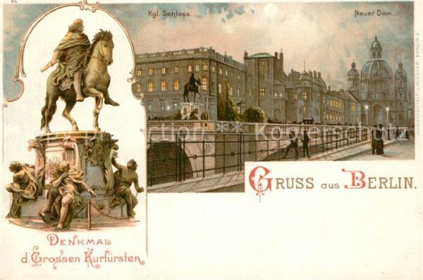 Berlin Koenigliches Schloss Neuer Dom Denkmal Grosser Kurfuerst Mondschein