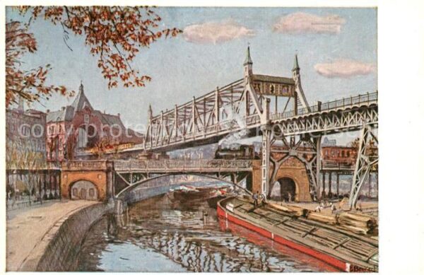 Berlin Bruecke ueber Landwehrkanal Durchfahrtshaus Kuenstler Beckert