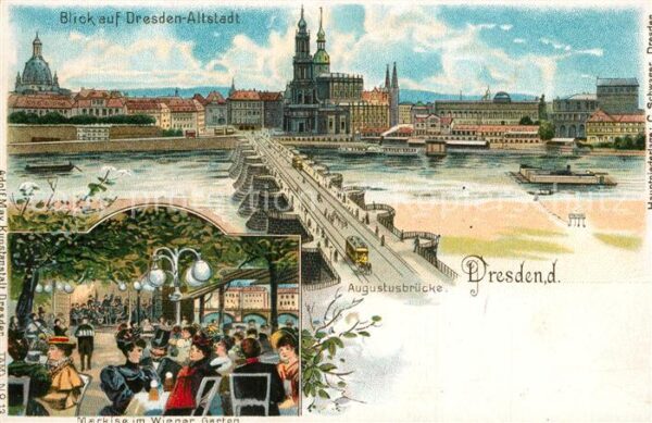 Dresden Augustusbruecke Markise Wiener Garten